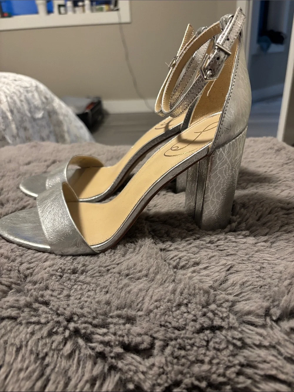 Sam Edelman Silver Open-Toe Ankle-Strap Sandals - Picture 2 of 5